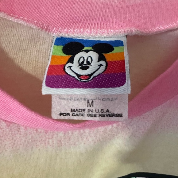 Disney Mickey Mouse Single Stitch vintage tie-dye t-shirt medium pink yellow EUC - Picture 3 of 6
